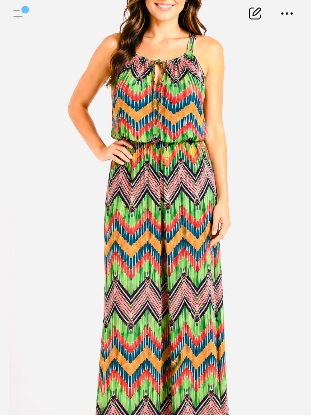 Soho Apparel Multicolor Chevron Maxi Skirt with Pink and Teal Accents 484